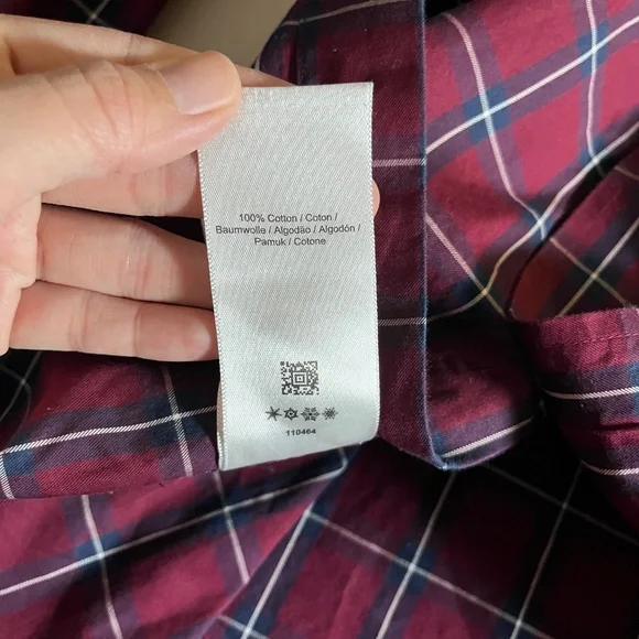 Fred Perry Plaid Cotton Button Down Long Sleeve Shirt - Men's Size XL - Red - Picture 6 of 9